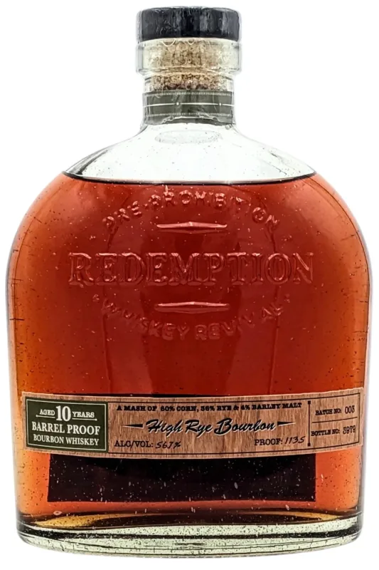 Redemption Barrel Proof 10 Year Old High Rye Bourbon