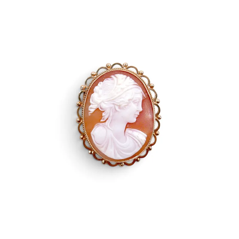 9CT Gold and Carved Shell Cameo Brooch