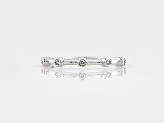 Ring - 14 kt. White gold - 0.06ct. tw. Diamond (Natural)