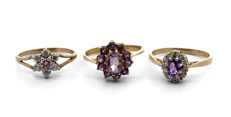 Three 9CT Gold and Gemstone Rings
