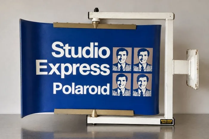 Polaroid Studio Express 1970s/80s– Original Double-Sided Rotating Advertising Sign – ROTO-SIGN UK – - Advertising sign - Polycarbonate