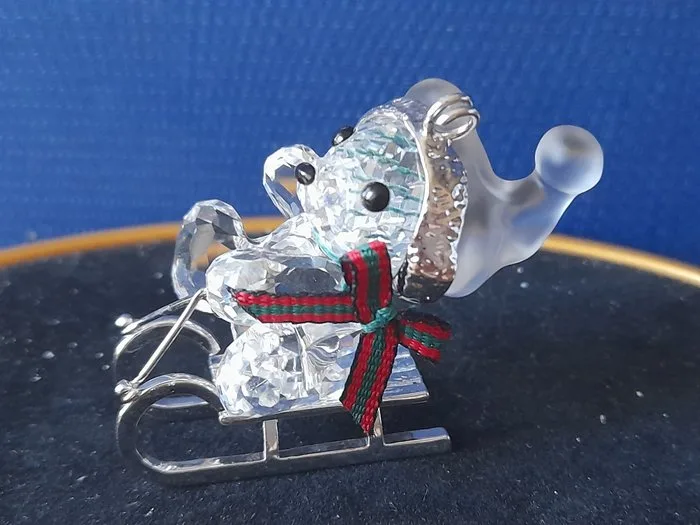 Swarovski - Figurine - Kris Bear - Christmas Ornament - On Sleigh - 718990 - Box + Certificate - Crystal