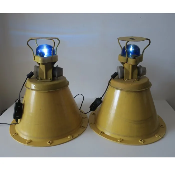 Lamp - Glass, Steel - Two airport beacon lights