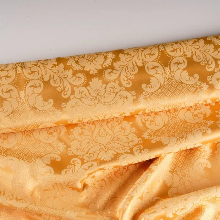 GCFabrics – Elegant damask upholstery fabric in honey-gold color – Baroque / San Leucio style - Upholstery fabric - 300 cm - 345 cm