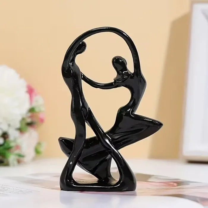 Sculpture, 1pc Dancing Couple Ornament, Resin Statue Abstract Craft for Home Decor, Love Theme for Bookshelf - 11.5 cm - Resin