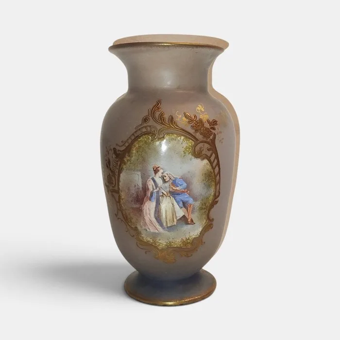 d'après François Théodore Legras (1839-1916)- vase émaillé répertorié "Watteau " épreuve de tirage - Single-flower vase - Glass