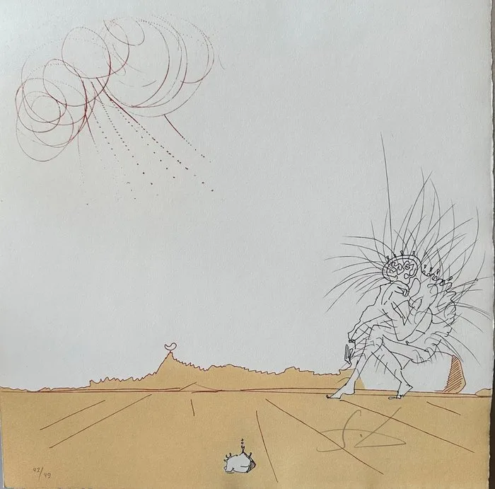 Salvador Dali (1904-1989) - Paysage ibérique : Penseur surréaliste