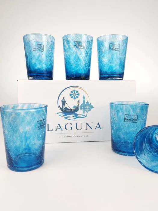 LAGUNA - Drinking service (6) - cracked - Murano glass - 6 GOTO CRACKED