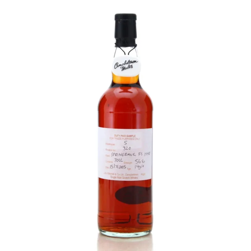 Springbank – 14 Year Old 2005 Single Fresh Sherry Cask Duty Paid Sample Cage Bottle Campbeltown Single Malt Scotch Whisky (70cl, 76%)