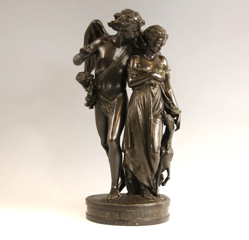 After Albert Ernest Carrier Belleuse (French, 1824-1887), 'L'Amour Se Confie A L'Amitie' [Love confiding in Friendship]