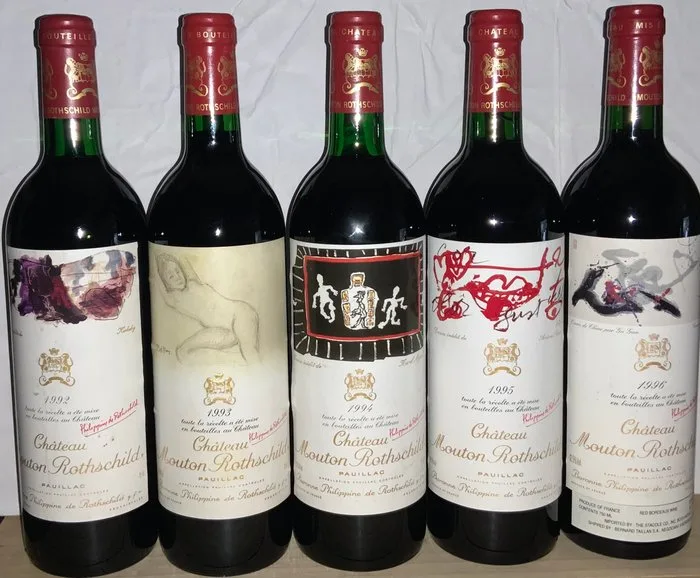 1992, 1992, 1993, 1994, 1995, 1996 Chateau Mouton Rothschild - Pauillac 1er Grand Cru Classé - 6 Bottles (0.75L)