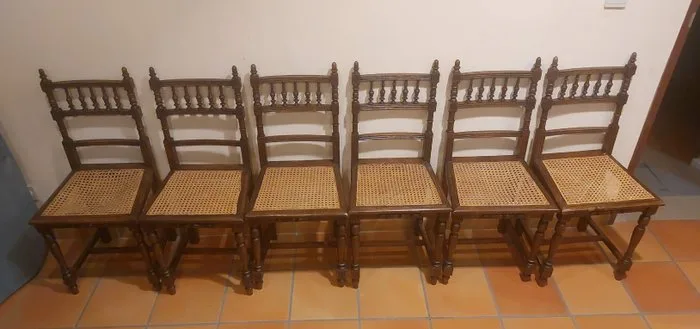 Chair (6) - Oak - 6 antique Henri II 1880