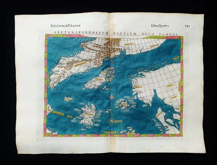 North Sea - North Europe / Glacial Sea / Iceland / Norway / Scandinavia; Rosaccio / Magini / Tolomeo - Septentrionalium Partium, Nova Tabulae - 1581-1600