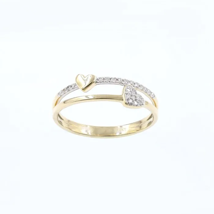 Ring - 14 kt. Yellow gold - 0.10ct. tw. Diamond (Natural)