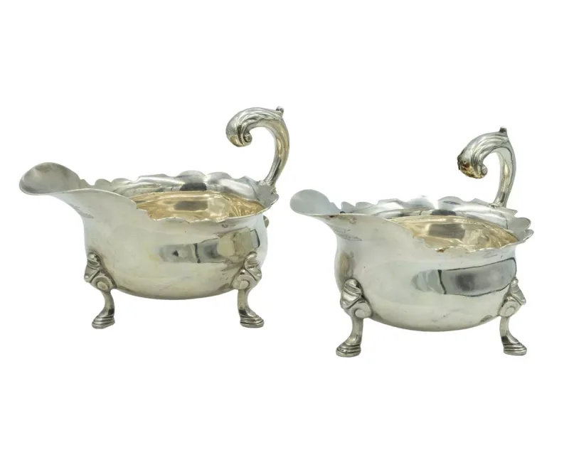 A good pair of large George II silver sauce boats by Thomas Rush