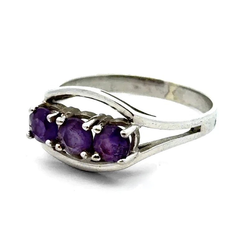 Three Stone Amethyst Ring