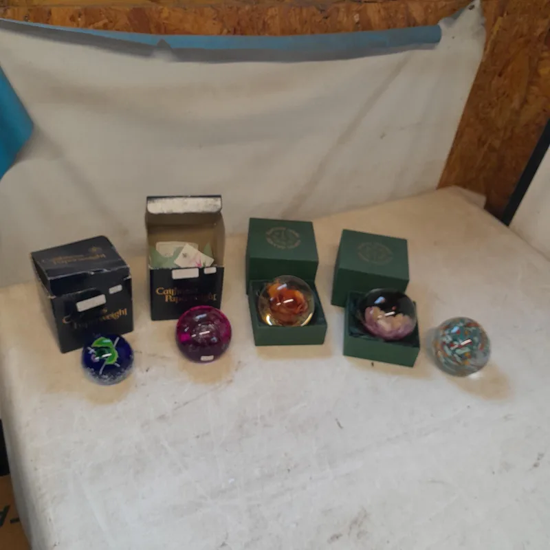 Assorted glass paperweights some in boxes : Irish, Caithness, Haford Grange