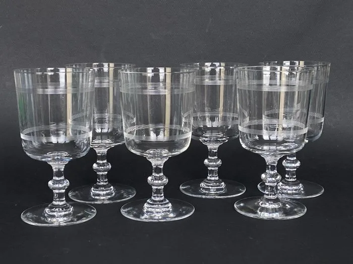 Baccarat - Drinking glass - Magnificent set of 6 water glasses - Filets model - Engraved crystal