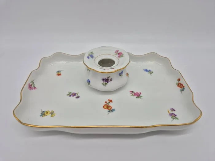 Meissen - Schreibtisch-Set mit Tintenfass Streublume, 1. Wahl - Desk set - Porcelain