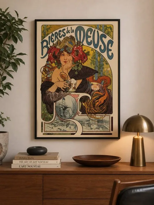 Alphonse Mucha (after) - Bières de la Meuse Manifesto Liberty - 1970s