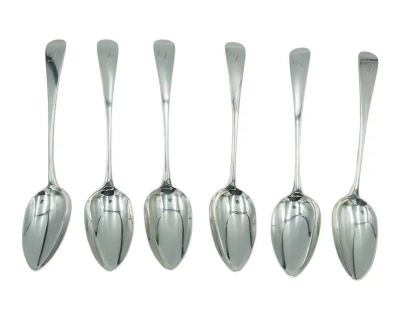 A set of six George III silver Old English pattern table spoons by Peter & William Bateman