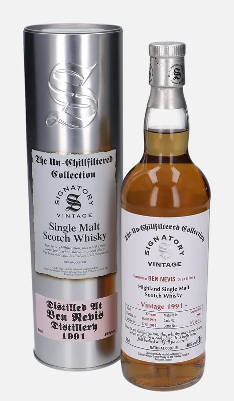Ben Nevis – 1991 22 Year Old Signatory Vintage Scotch Whisky Co. The Un-Chillfiltered Collection
