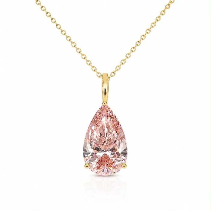 Necklace - 14 kt. Yellow gold - 5.06ct. tw. Pink Diamond (Fancy coloured lab-grown diamond)