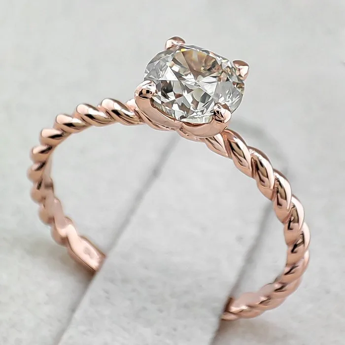 Ring - 14 kt. Rose gold - 1.02ct. tw. Diamond (Natural)