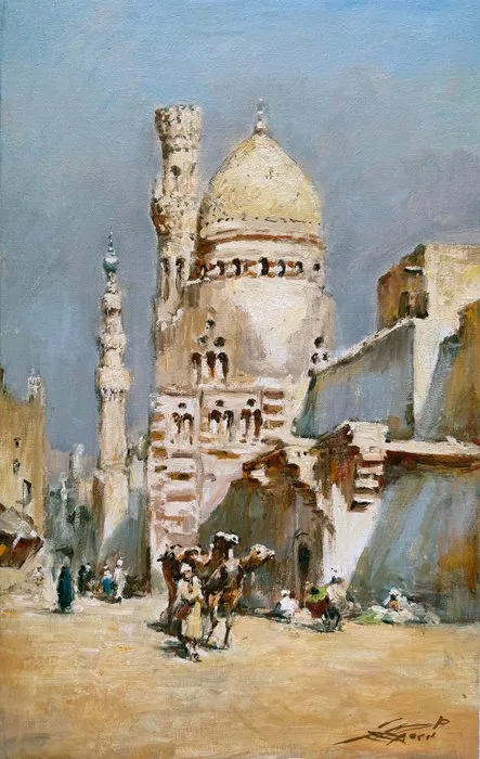 Mikhail Kraiev (1957) - Caravane aux Portes de la Ville - orientaliste