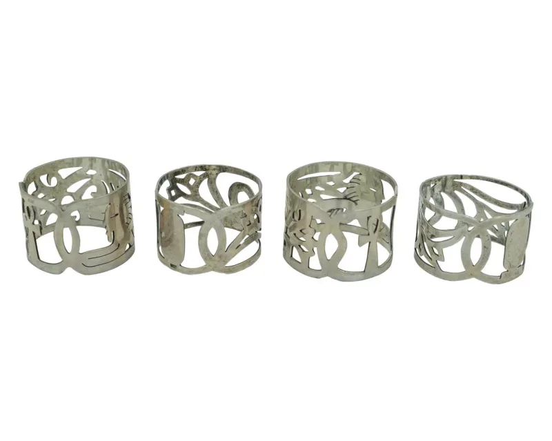 Two pairs of Egyptian 800 silver napkin rings