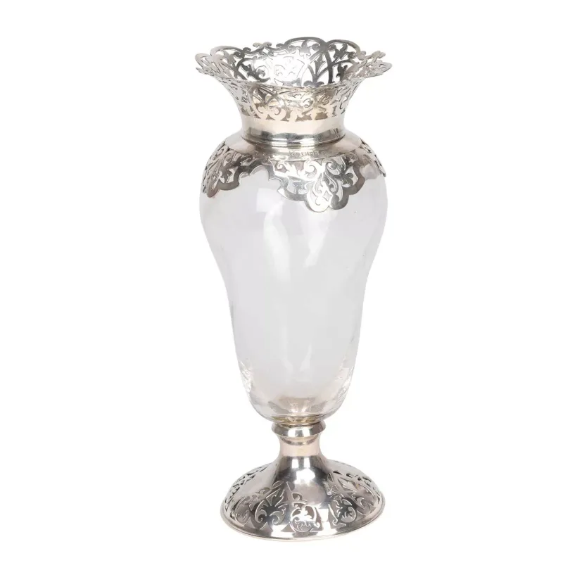 A Victorian Silver-Mounted Glass Vase by William Hutton & Sons Ltd, Sheffield 1900