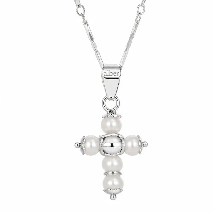 Necklace - 18 kt. White gold, Yellow gold Pearl - Made in Italy - Handmade