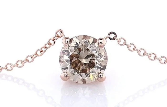 Necklace - 14 kt. Rose gold - 1.02ct. tw. Diamond (Natural coloured)