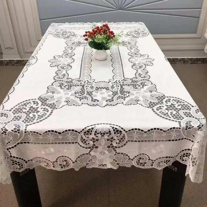 Tablecloth - 180 cm - 130 cm - Linen hand-embroidered