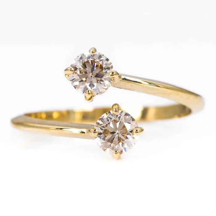 Ring - 14 kt. Yellow gold - 1.00ct. tw. Diamond (Natural coloured) - GWLab