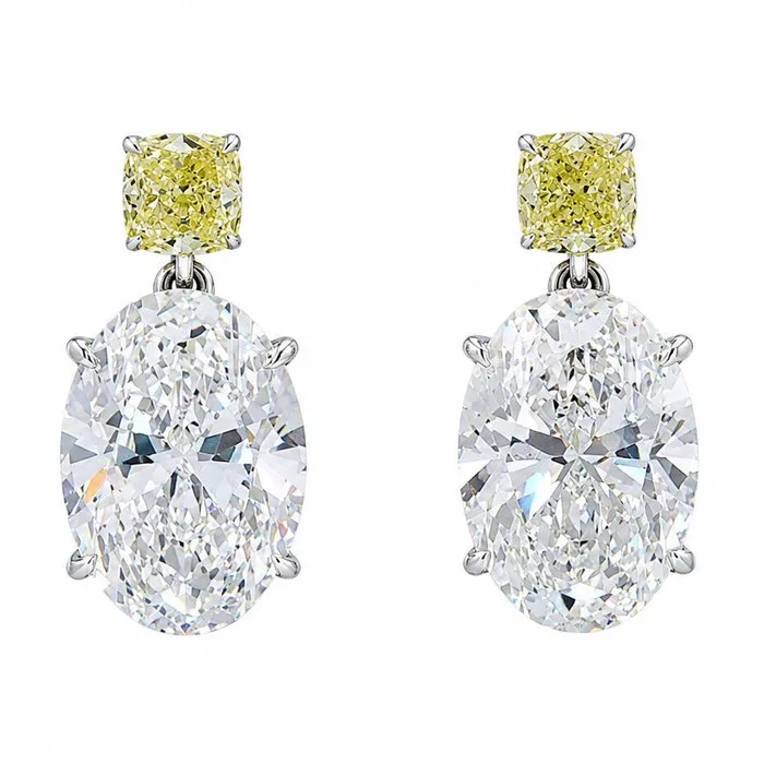 Earrings - 14 kt. White gold - 8.23ct. tw. Diamond (Lab-grown) - Diamond