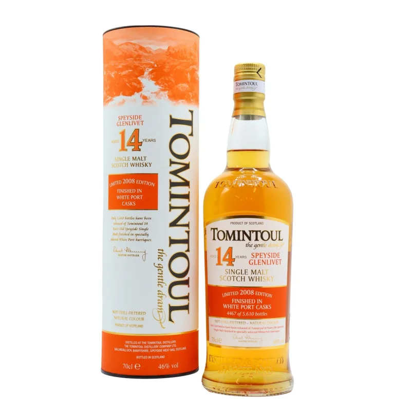 Tomintoul – 14 Year Old White Port Cask Finish Speyside Single Malt Scotch Whisky (2022) (70cl, 46%)