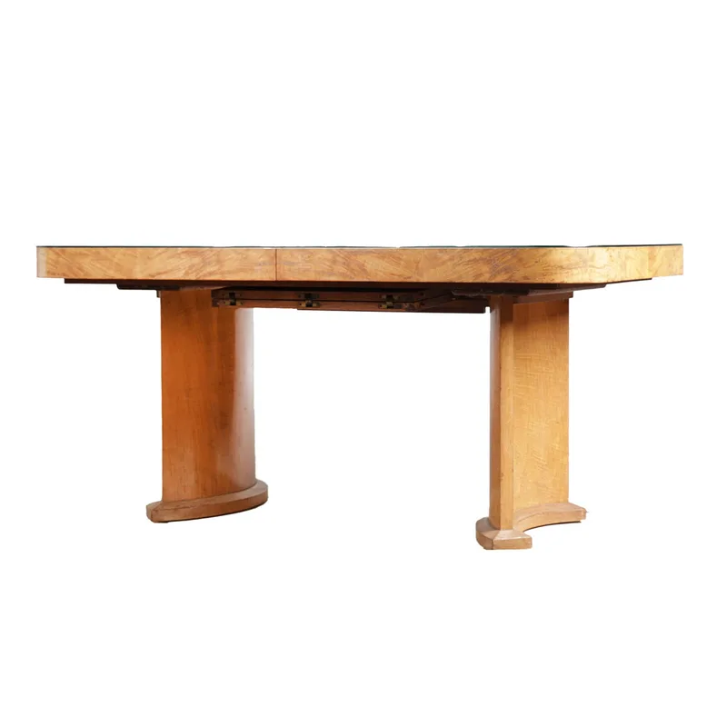 An Art Deco Style Satin Birch Extending Dining Table in the Manner of Harry & Lou Epstein