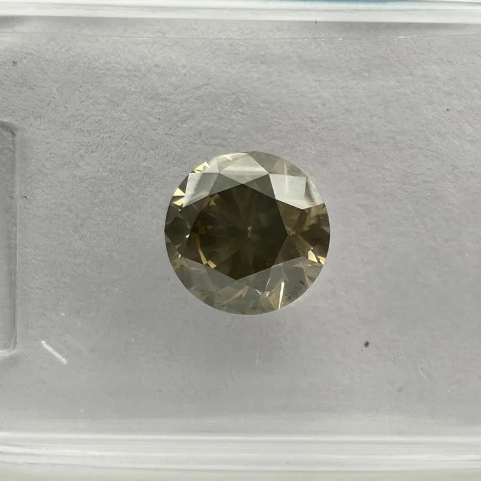 1 pcs Diamond (Natural coloured) - 1.12 ct - Round - Fancy deep Grey, Greenish Yellow - SI2 - International Gemological Institute (IGI)