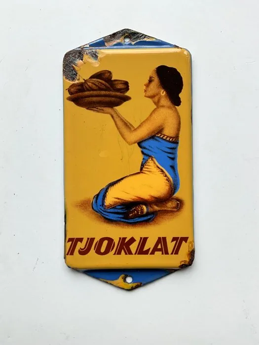 deurpostje reclamebord - Tjoklat - advertising sign on the doorpost - Tjoklat - Jannes de Vries - Advertising sign - Enamel