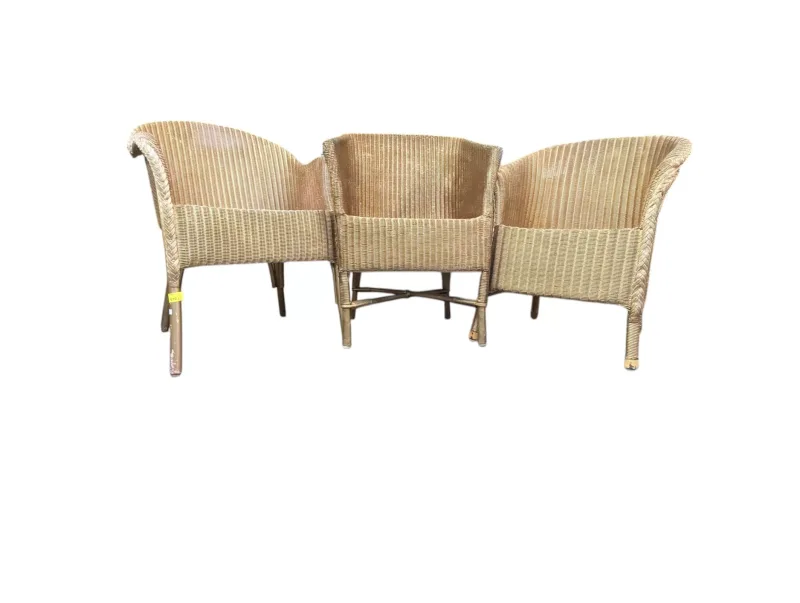 Lloyd Loom - Three Vintage 20th Century Rattan Gilt Tub Chairs