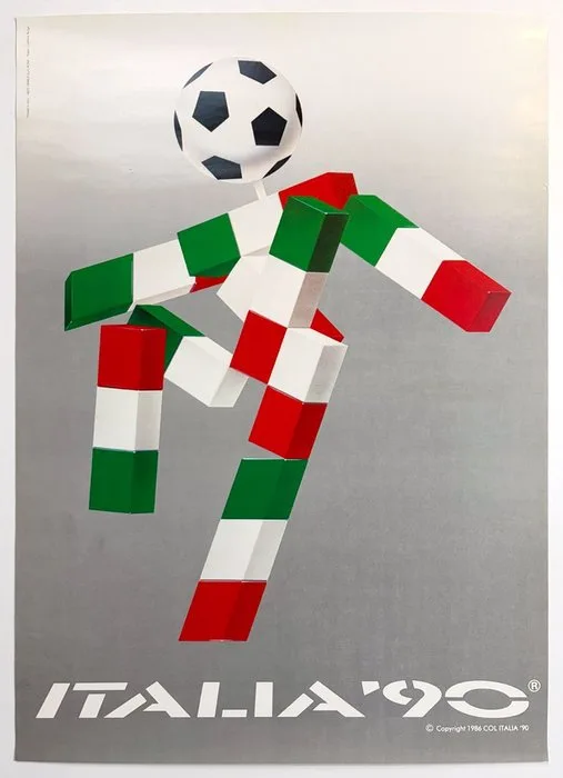Italia 90 - Manifesto promozionale dei Campionati Mondiali di Calcio - 1980s
