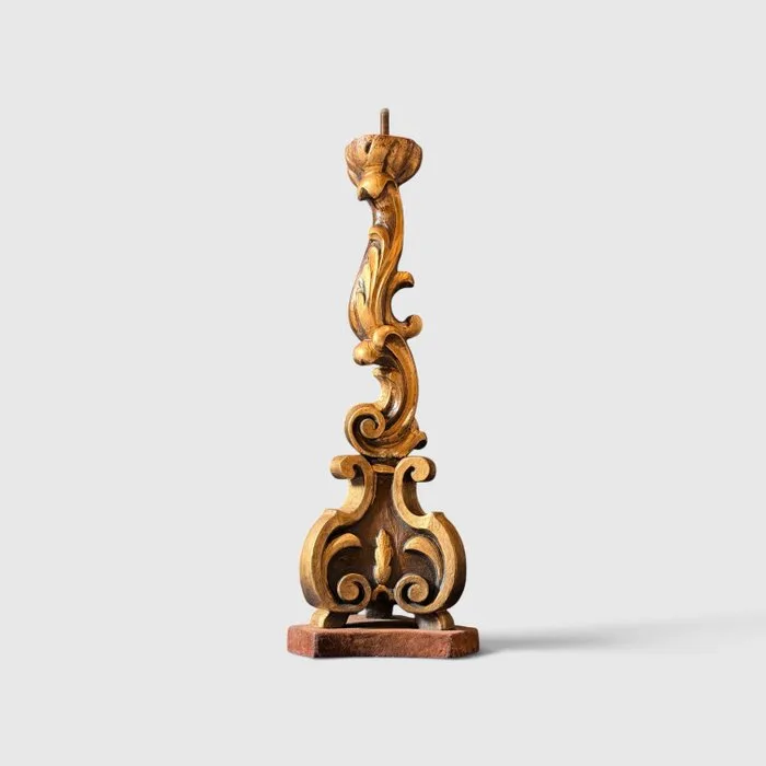 Candlestick - Wood - Torcione-Florence 19th century