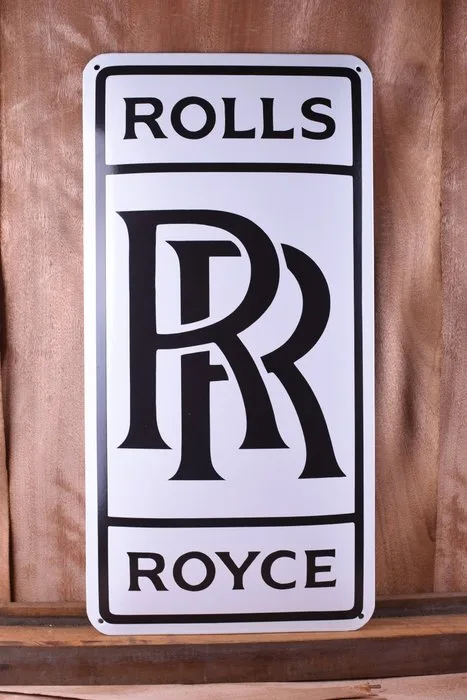 Sign - Rolls-Royce - Rolls-Royce; enamel; 60cm; Black & White edition; showroom sign; dealer wall deco