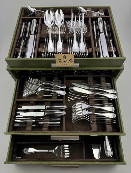Christofle - Table service for 12 (127) - Vendôme Coquille - Silverplated