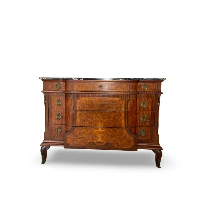 Chest of drawers - Wood, Brass, Marble, Mahogany, Walnut, Burr walnut