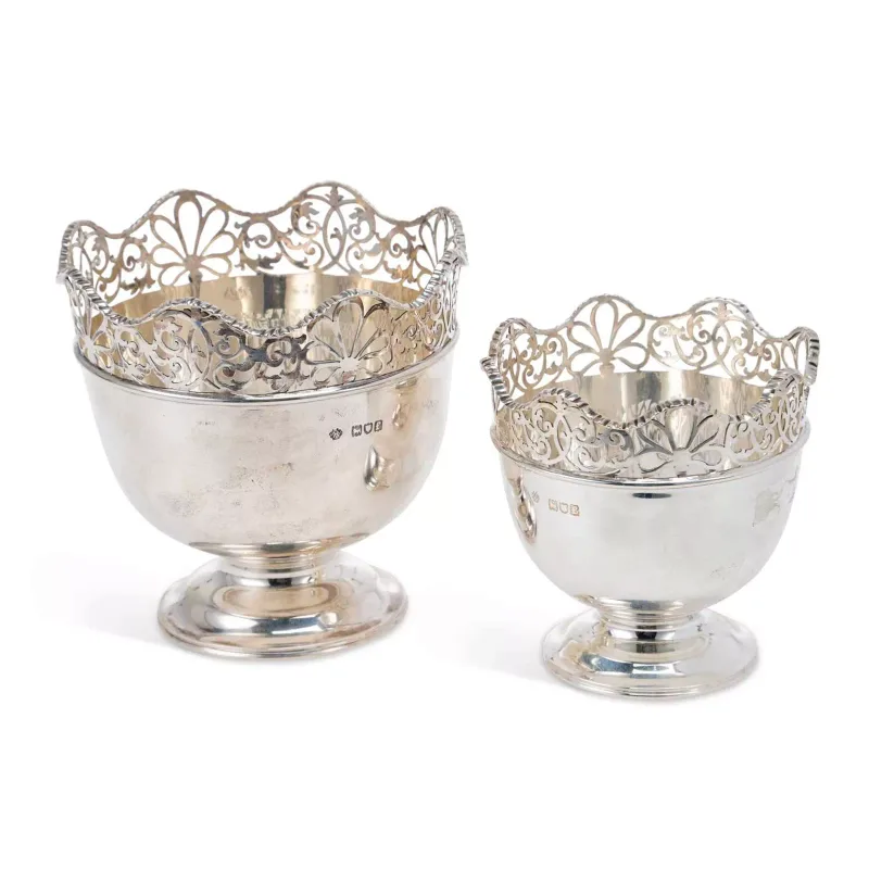 An Edward VII Pair Of Silver Pierced Bowls by William Hutton & Sons Ltd, London 1901, each of cylindrical form