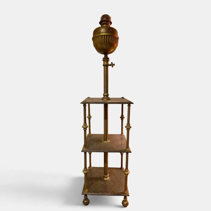 marque deposee - Floor lamp - Copper - Antique standing oil lamp