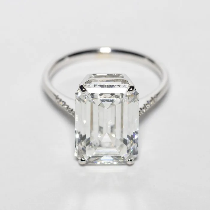 Ring - 18 kt. White gold - 7.21ct. tw. Diamond (Lab-grown) - Diamond - F VS1 2EX