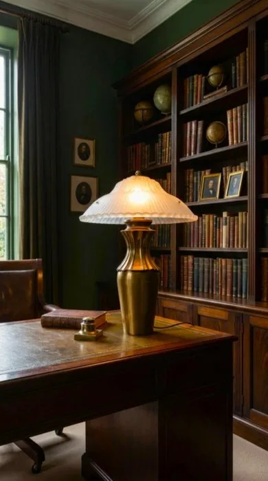 Table lamp - Brass (fittings) and frosted glass / frosted glass (cap) - Art Deco table lamp